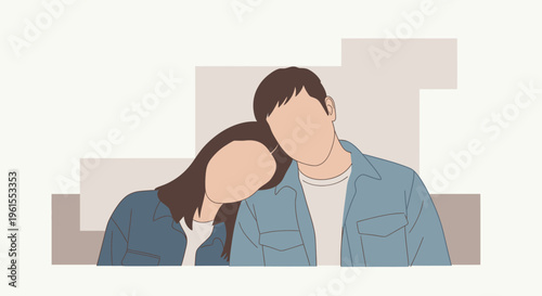 Young couple in casual clothing together.