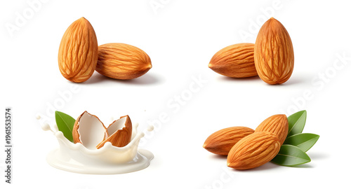 almonds, almond, almond milk splash illustration, nut food, vegan milk splash, dairy free milk drink, organic almond nuts, almond with leaf icon, green plant leaf, healthy lifestyle food, nutrition ri