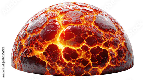 Fiery Core: A visual representation of a molten lava dome, showcasing intricate crack patterns with glowing fiery hues.