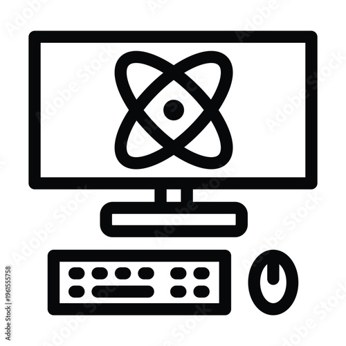 Quantum simulation icon representing modeling of complex systems using quantum computers. Useful for research, physics, chemistry, and advanced computational studies.