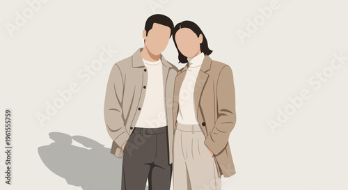 Young couple standing side by side 10.