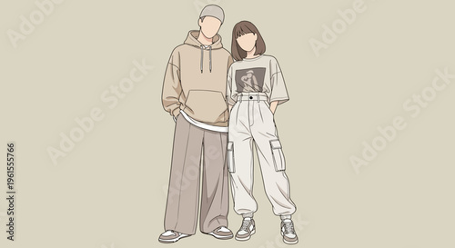 Young couple standing side by side 9.