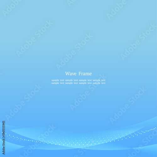 シンプルな波と点線の青グラデーション抽象背景 正方形デザイン