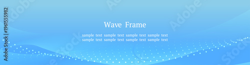 Webバナー素材の青グラデーション背景 波とドットパターンのシンプルデザイン