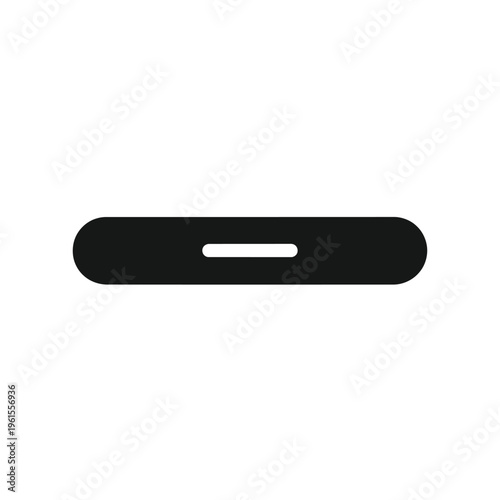 Simple black horizontal bar icon for user interface decrease or slider function.