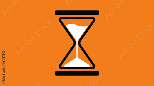 Hourglass Symbol on Orange Background - Time Management Concept.