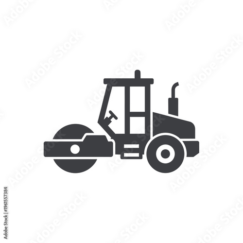 Heavy duty road roller vehicle icon representing construction, paving, and compaction work