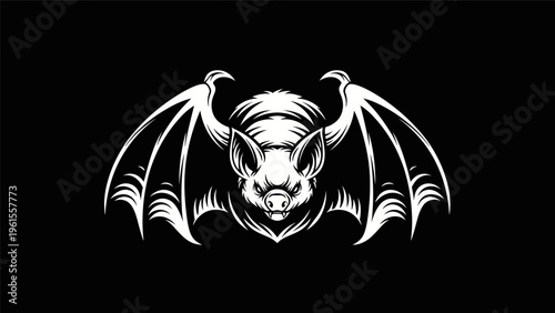 Bat illustration black and white