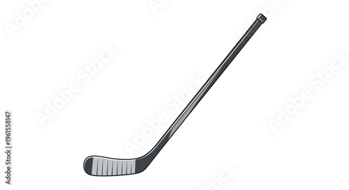 Flat design vector graphic of a sleek black hockey stick for professional sports