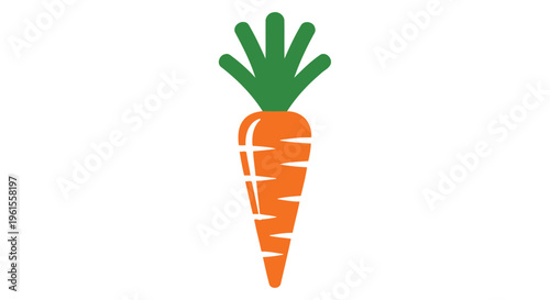 A vibrant orange carrot with green leaves stands upright as a healthy vegetable icon