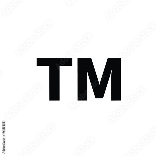 Bold black trademark symbol tm graphic isolated on a clean white background