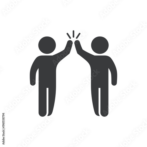 Abstract depiction of two people high-fiving each other symbolizing teamwork and achievement.
