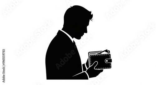 Man Examining Wallet Silhouette