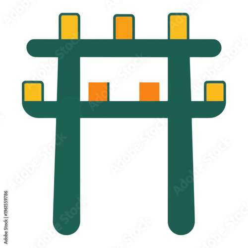 Torii Gate Vector Icon with Traditional Design