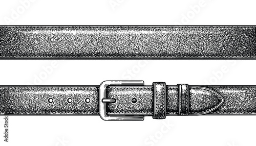 Leather belt vector illustration with metal buckle for apparel fashion products.