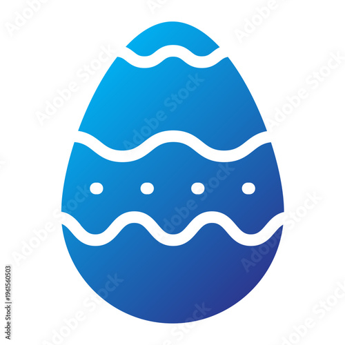 Easter Egg Solid Blue Gradient Icon