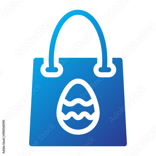 Easter Egg Shopping Bag Solid Blue Gradient Icon