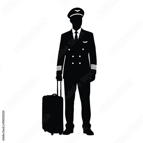 Airline Pilot Silhouette with Suitcase