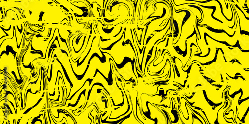 Abstract Distorted Mesh Pattern Background in Yellow and Black