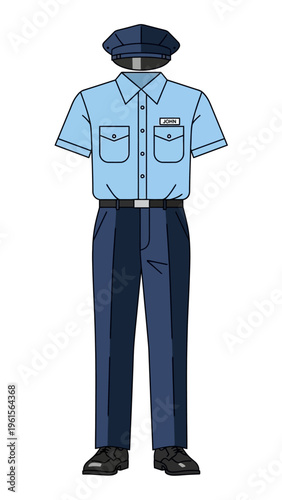 Man's Light Blue Uniform with Cap, Shirt, and Trousers A Professional Attire