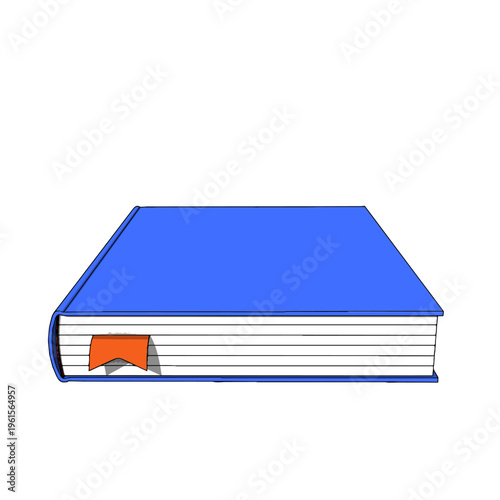Hardcover Book with Bookmark on White Background. Vector Illustration.