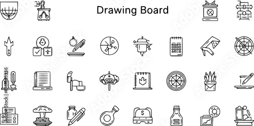 Vector Icons of Drawing Tools, Stationery, and Creative Elements for Design and Art