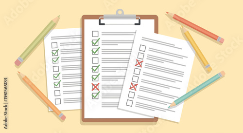 Clipboard with Multiple Choice Tests.