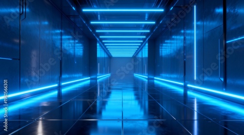 Futuristic Sci-Fi Corridor with Neon Lighting