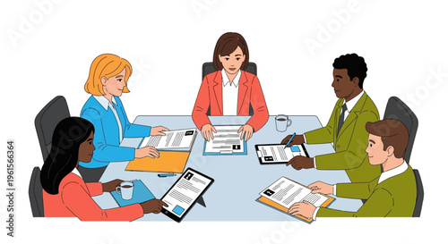 Diverse group of business people meeting.