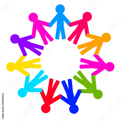 Minimal paper chain holding hands illustration for World Autism Awareness Day, symbolizing unity, support, and inclusion for autism awareness