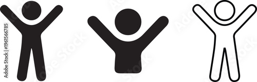 Human figure icons in three variations including solid silhouette upper body only and thin line art style
