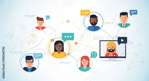 Diverse People Video Conference Meeting Online.