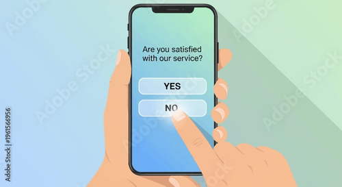 Hand holding smartphone with survey.