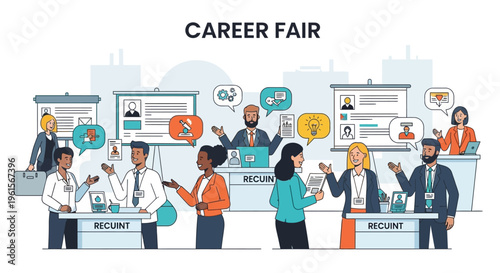 People attending a career fair event.