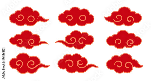 red cloud, asian cloud, chinese cloud, japanese cloud, xiangyun pattern, auspicious cloud, traditional ornament, decorative cloud, swirl cloud, cultural symbol, cloud icon, oriental design, cloud patt