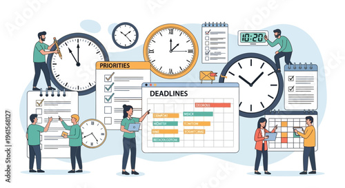 People Working With Time Management Tools.