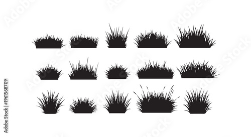 Collection of various grass silhouettes for design and decoration
