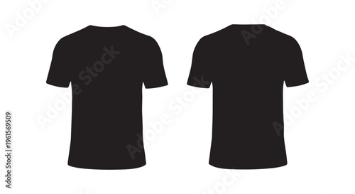Black t-shirt silhouettes for design template