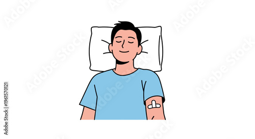 Man with IV drip on arm.