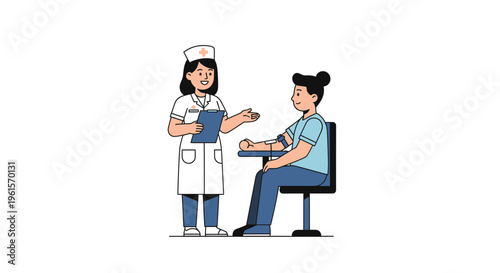 Nurse and patient in medical consultation.