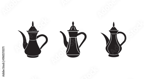 Arabian tea pots in various shapes and sizes for middle eastern traditional coffee  cultural symbol of hospitality and social gatherings