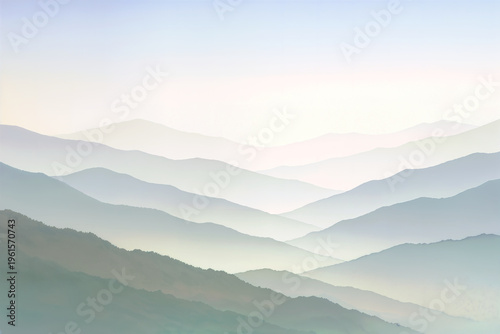 Soft Misty Mountain Layers Background With Calm Gradient Tones