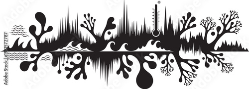 Black and white abstract forest landscape illustration design element