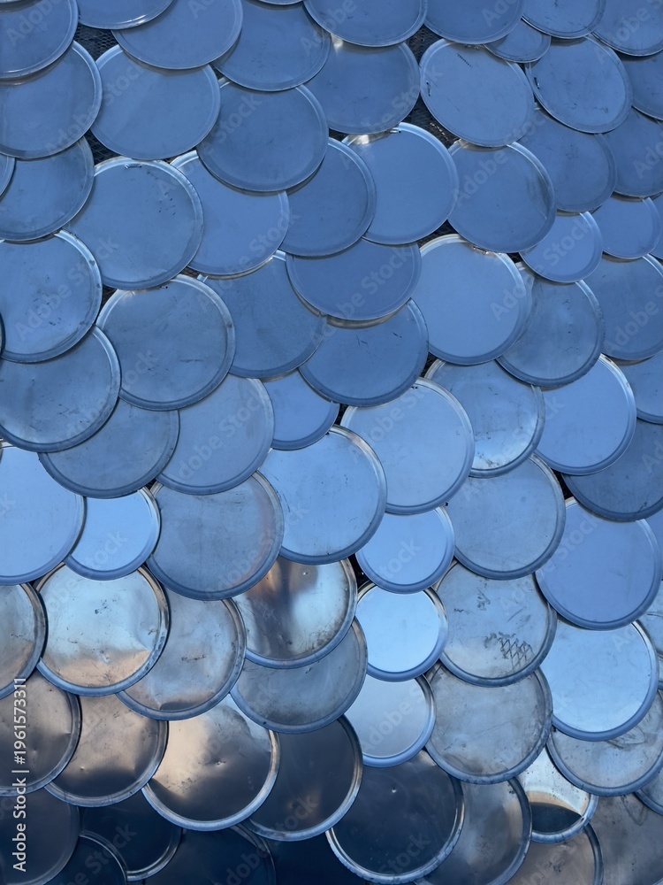 Fototapeta premium metal circle pattern background, silver disc texture, industrial geometric surface, modern architectural abstract design background