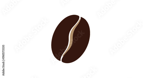 A single brown roasted coffee bean with a light brown groove on a white background, ready for brewing.