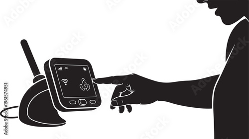 Person interacting with a smart home device control panel