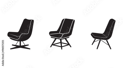 Set of modern chair designs with sleek lines and minimalist aesthetic for interior design and furniture concepts  comfortable seating options
