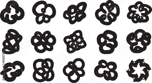 Black and white abstract shapes on clean background pattern