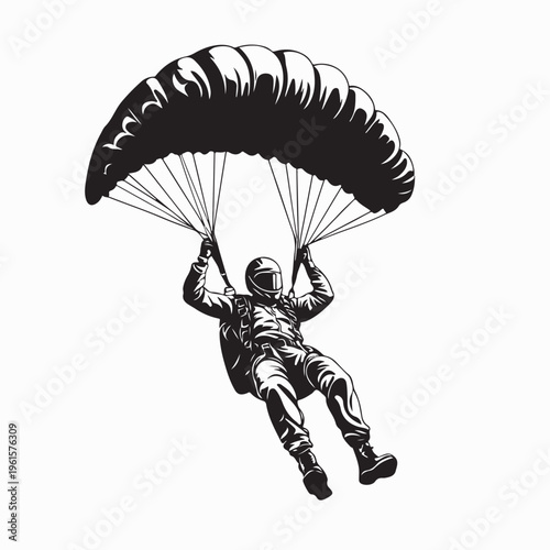Skydiver Jumping From Parachute Silhouette Vector Illustration