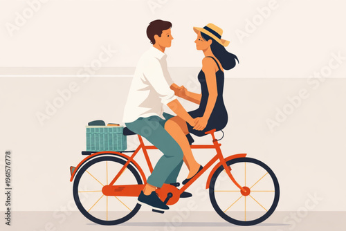 man and woman riding bikes